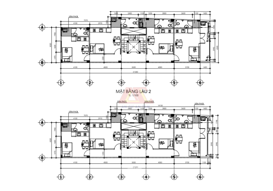 Thiết kế nhà ở kết hợp căn hộ cho thuê diện tích 6m5x30m 5 tầng