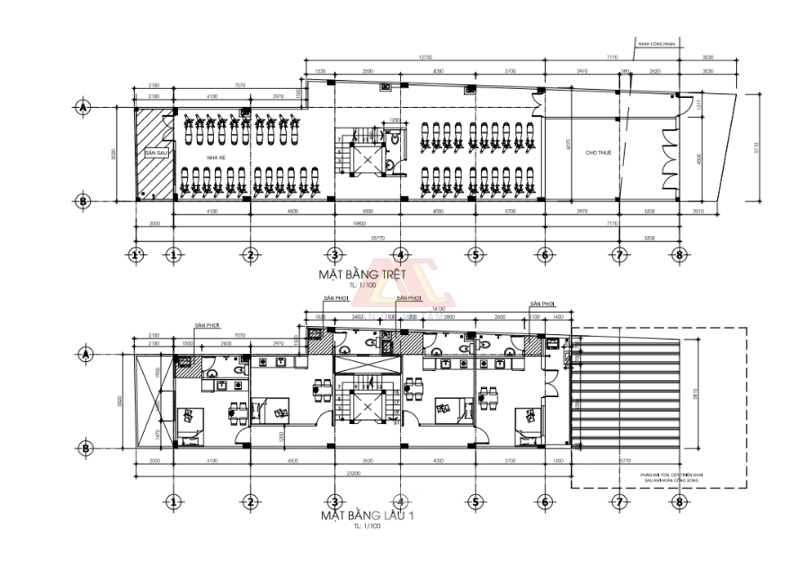 Thiết kế nhà ở kết hợp căn hộ cho thuê diện tích 6m5x30m 5 tầng