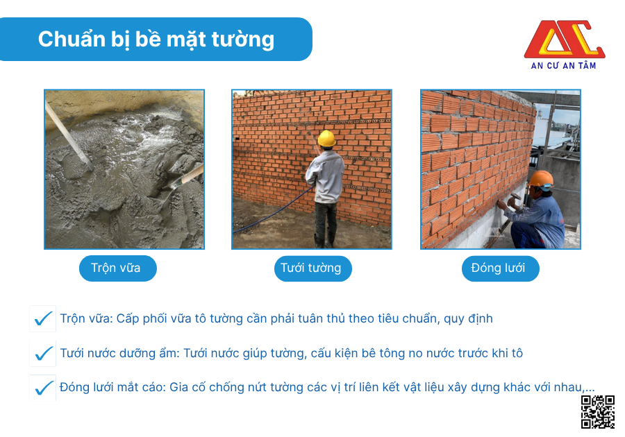 Chuẩn bị bề mặt tường trước khi tô trát