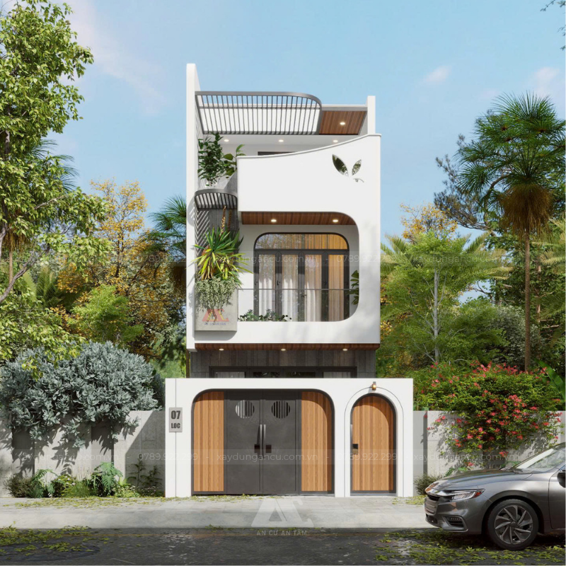 Mẫu thiết kế nhà phố 3 tầng ở Dĩ An - Công trình đang thi công